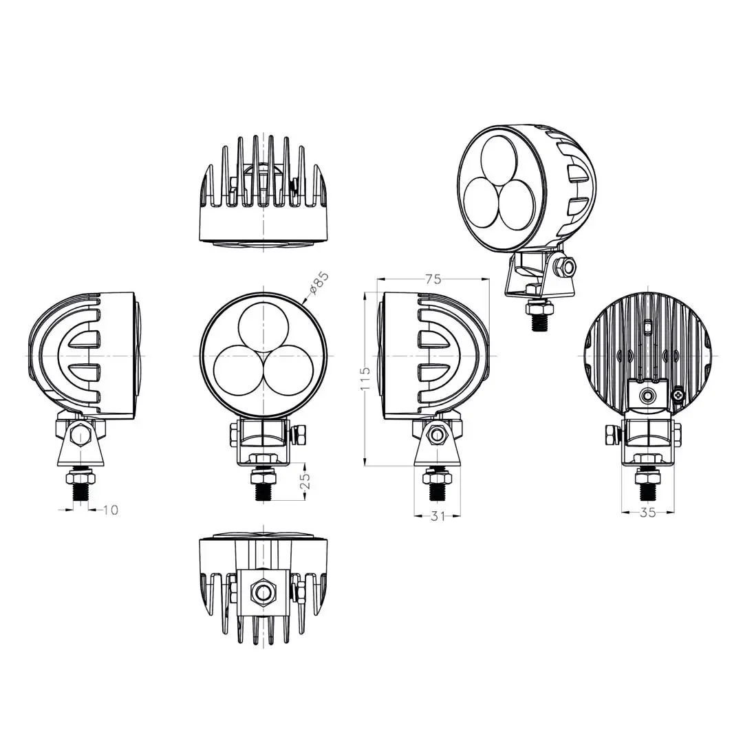 AUXTINGS 4 stuks led-zijlichtmodules, 10,2 cm, 60 W