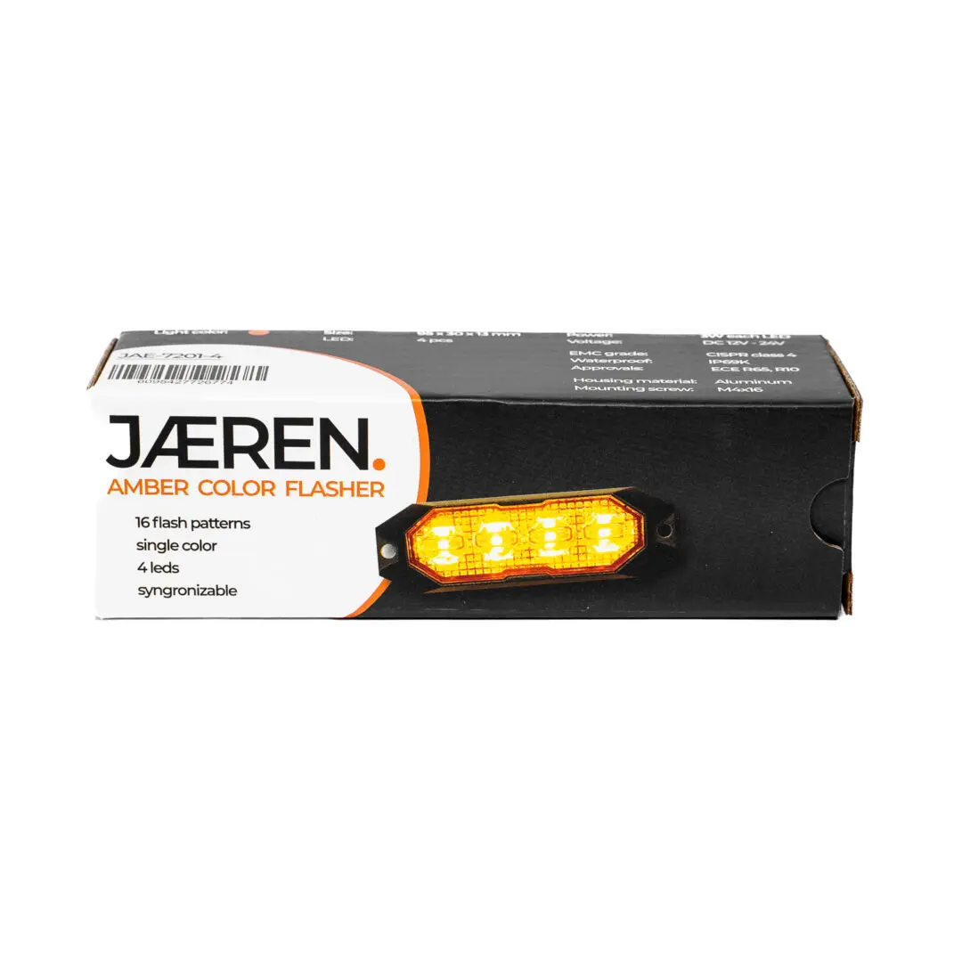 JAEREN LED flitser 4 LED oranje R65 IP69K – sync 16 flitspatronen