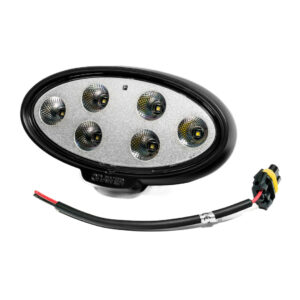 CRAWER LED inbouw werklamp John Deere 60 graden vooraanzicht met bekabeling.